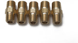 LTWFITTING Brass Pipe Hex Nipple Fitting 1/8 x 1/8 Inch Male Pipe NPT  MPT Air Fuel Water(Pack of 5)