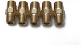 LTWFITTING Brass Pipe Hex Nipple Fitting 1/8 x 1/8 Inch Male Pipe NPT MNPT MPT Air Fuel Water(Pack of 5)