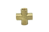 LTWFITTING Brass Pipe Female Cross Fitting 1/4 Inch NPT 4 Way Fuel Air Water(Pack of 100)