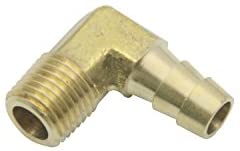 LTWFITTING 90 Degree Elbow Brass Barb Fitting 3/8 ID Hose x 1/4-Inch Male NPT Air Gas (Pack of 5)