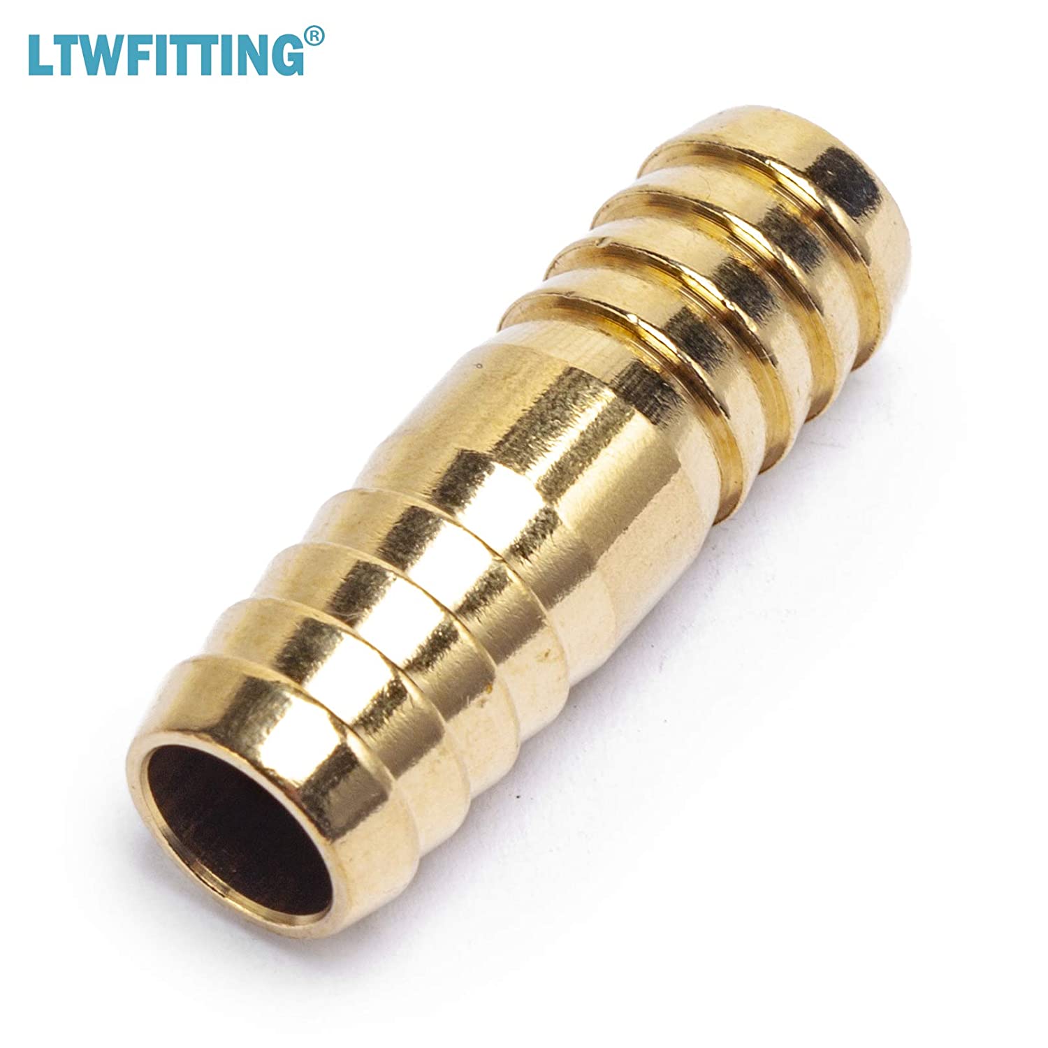 LTWFITTING Brass Barb Splicer Mender 1/2-Inch ID Hose Fitting Air Water Fuel Hose Joiner(Pack of 5)