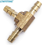 LTWFITTING Brass Barb Tee Fitting 1/4-Inch ID Hose for Water Fuel Boat(Pack of 5)