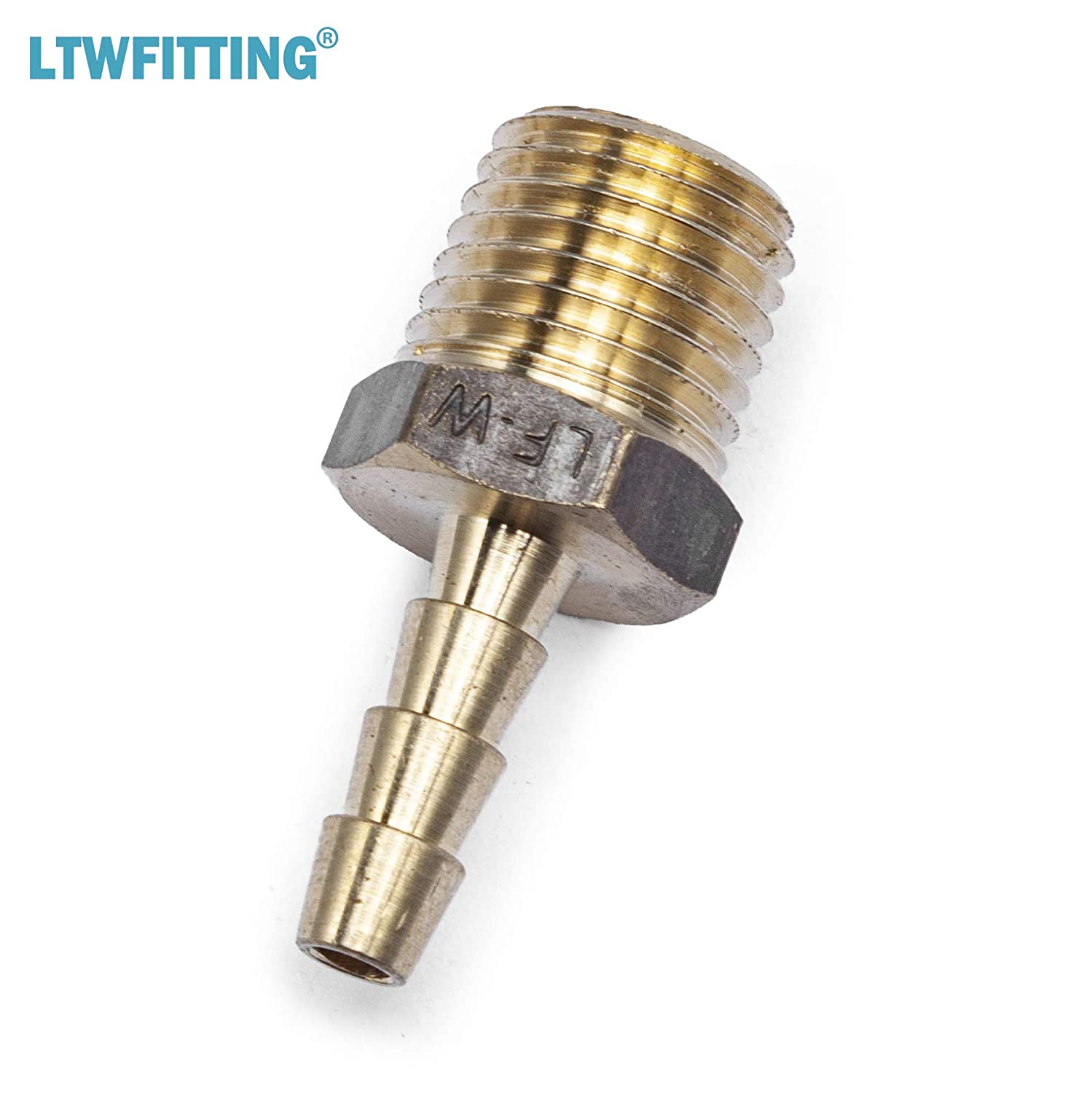 LTWFITTING Brass Fitting Coupler 3/16-Inch Hose Barb x 1/4-Inch Male NPT Fuel Gas Water(Pack of 5)