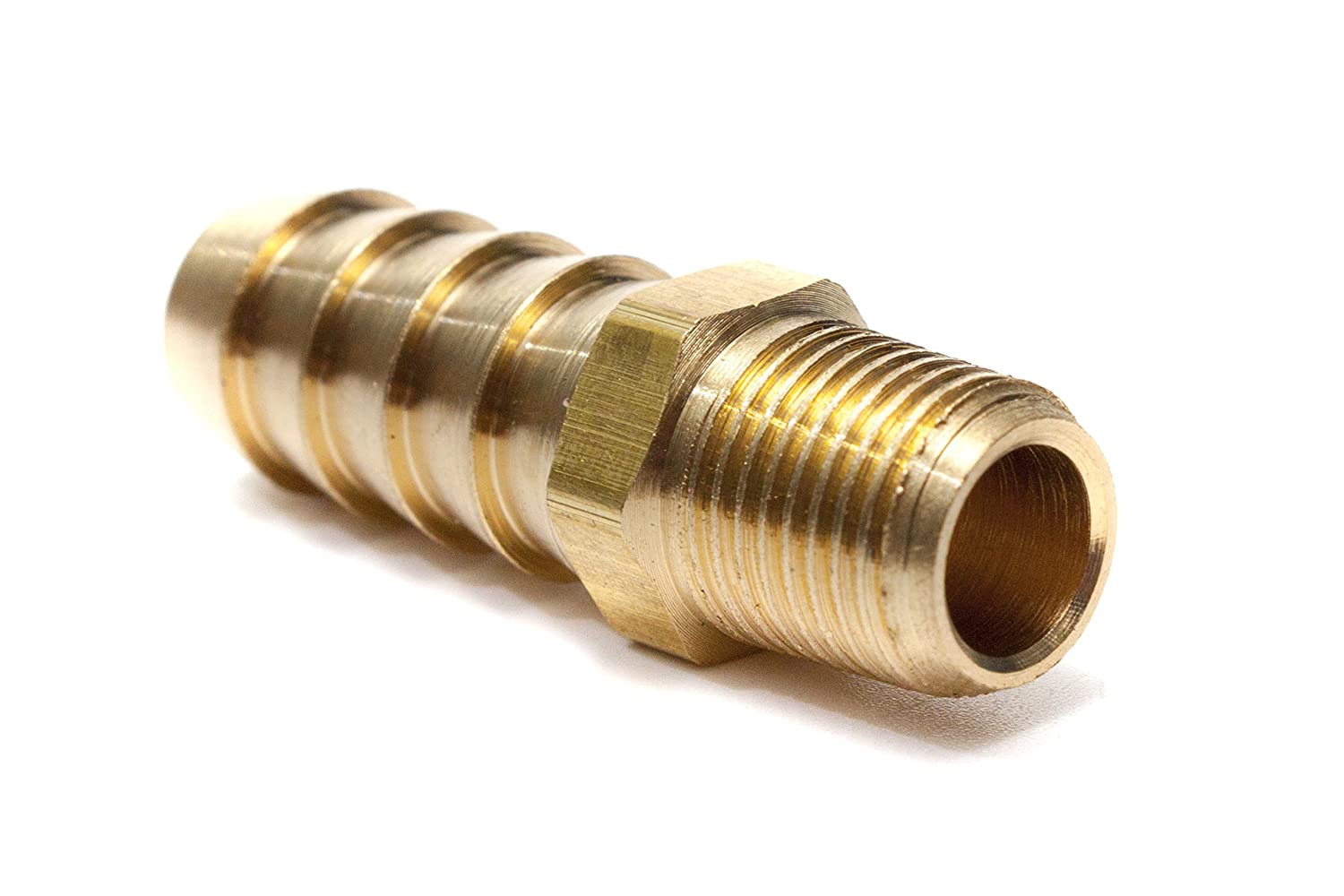 LTWFITTING Brass Fitting Coupler 3/8-Inch Hose Barb x 1/8-Inch Male NPT Fuel Gas Water(Pack of 5)