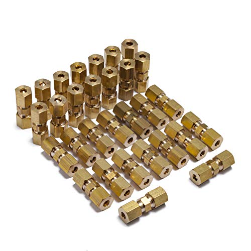 LTWFITTING 3/16-Inch OD Compression Union,Brass Compression Fitting(Pack of 30)