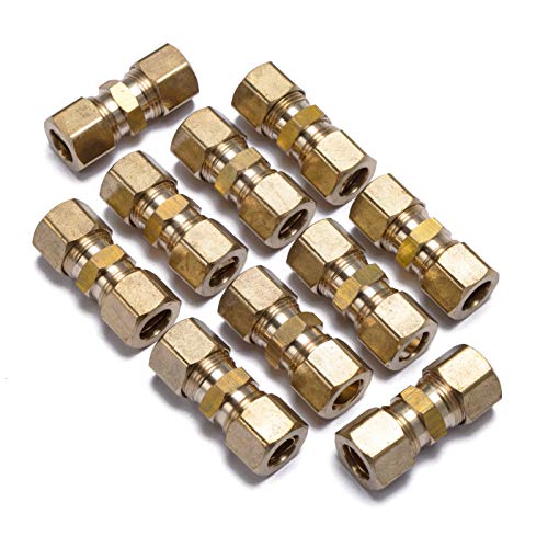 LTWFITTING 3/8-Inch OD Compression Union,Brass Compression Fitting(Pack of 10)