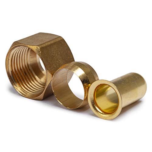 LTWFITTING 3/16-Inch Brass Compression Nut,Brass Compression Fitting(Pack  of 50) : : Home Improvement