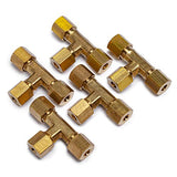 LTWFITTING 3/16-Inch OD Compression Tee,Brass Compression Fitting(Pack of 5)