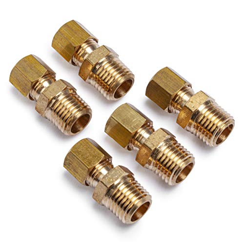 LTWFITTING Brass 1/4 OD x 1/4 Male NPT Compression Connector Fitting(Pack of 5)
