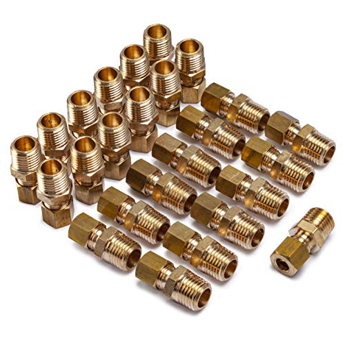 LTWFITTING Brass 1/4-Inch OD x 1/4-Inch Male NPT Compression Connector Fitting(Pack of 25)