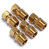 LTWFITTING Brass 3/8-Inch OD x 3/8-Inch Male NPT Compression Connector Fitting(Pack of 5)