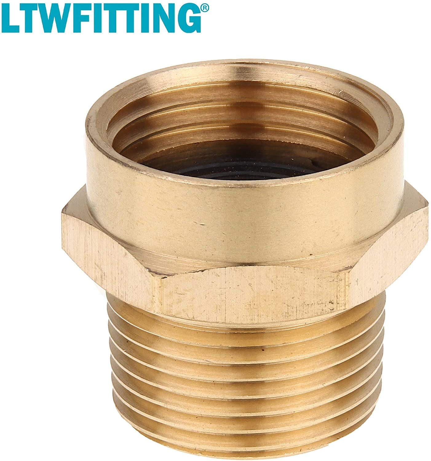 LTWFITTING 3/4 Inch FHT x 3/4 Inch MIP Hex Brass Hose Adapter,Garden Hose Fitting(Pack of 150)
