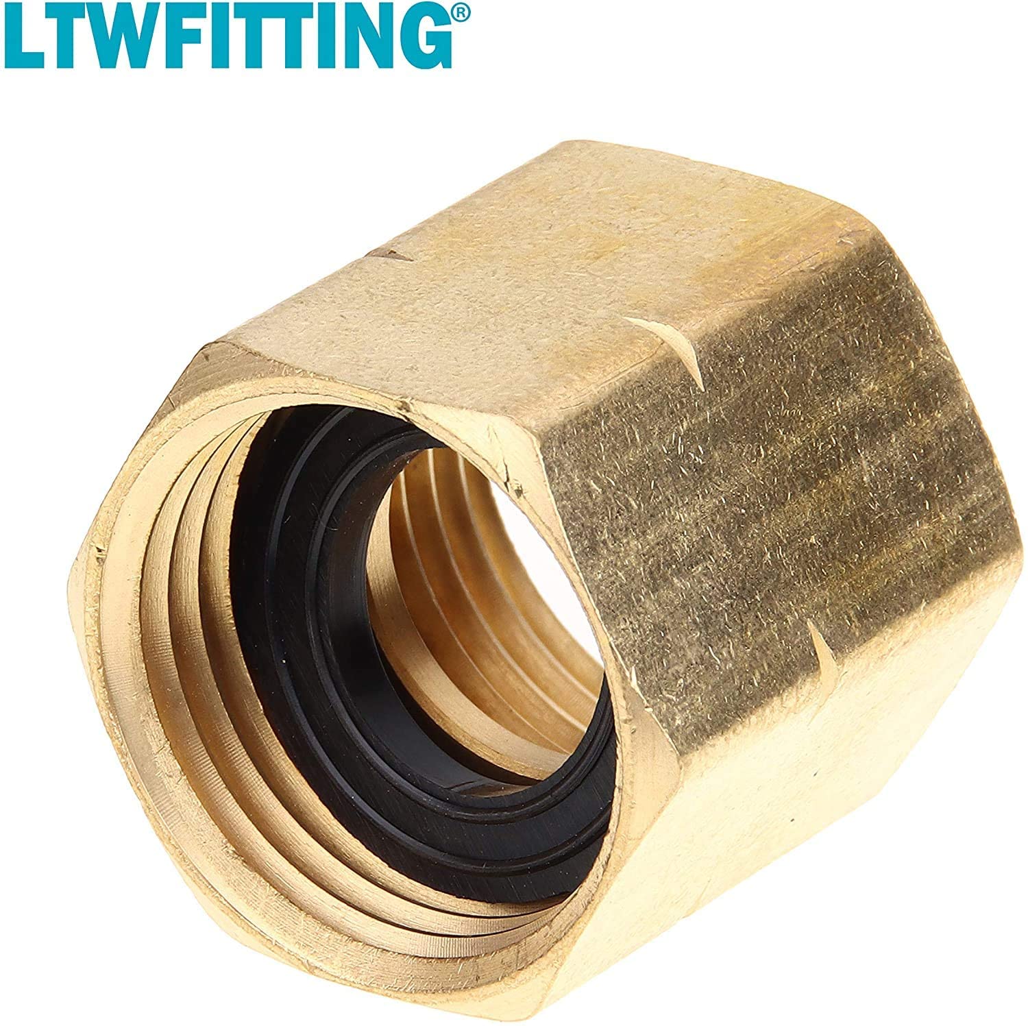 LTWFITTING Inch FHT x 3/4 Inch FHT Hex Brass Hose Adapter,Garden Hose Fitting(Pack of 100)