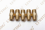 LTWFITTING Lead Free Brass Pipe Hex Nipple Fitting 1/8 Inch Male NPT Air Fuel Water(Pack of 5)