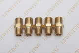 LTWFITTING Lead Free Brass Pipe Hex Nipple Fitting 1/4 Inch Male NPT Air Fuel Water(Pack of 5)