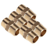 LTWFITTING Lead Free Brass Pipe Hex Nipple Fitting 1/2 Inch Male NPT Air Fuel Water(Pack of 5)