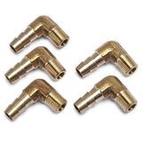 LTWFITTING Lead Free 90 Deg Elbow Brass Barb Fitting 5/16 Inch Hose Barb x 1/8 Inch Male NPT Thread Fuel Boat Water (Pack of 5)