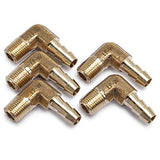 LTWFITTING Lead Free 90 Deg Elbow Brass Barb Fitting 1/4 Inch Hose Barb x 1/8 Inch Male NPT Thread Fuel Boat Water (Pack of 5)