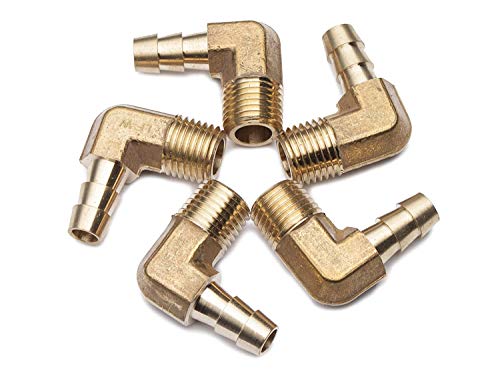 LTWFITTING Lead Free 90 Deg Elbow Brass Barb Fitting 5/16 Inch Hose Barb x 1/4 Inch Male NPT Thread Fuel Boat Water (Pack of 400)