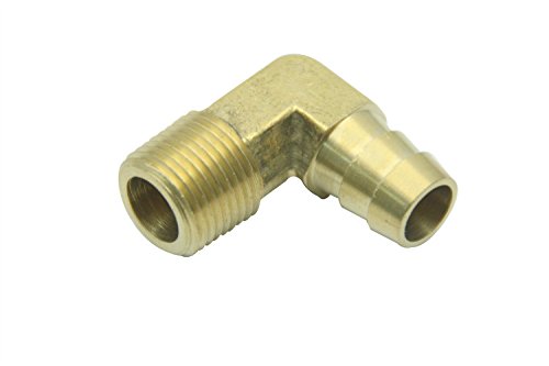 LTWFITTING Lead Free 90 Deg Elbow Brass Barb Fitting 1/2 Inch Hose Barb x 3/8 Inch Male NPT Thread Fuel Boat Water (Pack of 20)
