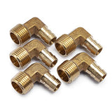 LTWFITTING Lead Free 90 Deg Elbow Brass Barb Fitting 1/2 Inch Hose Barb x 1/2 Inch Male NPT Thread Fuel Boat Water (Pack of 5)