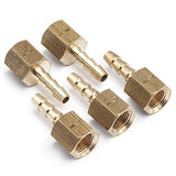 LTWFITTING Lead Free Brass Fitting Coupler/Adapter 3/16 Inch Hose Barb x 1/8 Inch Female NPT Fuel Gas Water (Pack of 5)