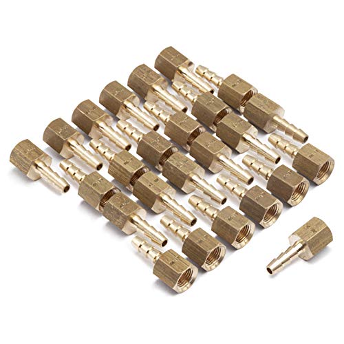 LTWFITTING Lead Free Brass Fitting Coupler/Adapter 3/16 Inch Hose Barb x 1/8 Inch Female NPT Fuel Gas Water (Pack of 25)
