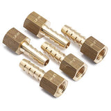 LTWFITTING Lead Free Brass Fitting Coupler/Adapter 1/4 Inch Hose Barb x 1/8 Inch Female NPT Fuel Gas Water (Pack of 5)