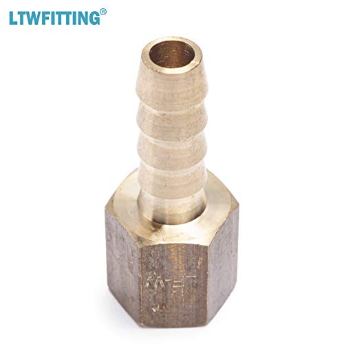 LTWFITTING Lead Free Brass Fitting Coupler/Adapter 1/4 Inch Hose Barb x 1/8 Inch Female NPT Fuel Gas Water (Pack of 25)