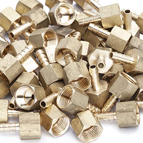 LTWFITTING Lead Free Brass Fitting Coupler/Adapter 1/4 Inch Hose Barb x 3/8 Inch Female NPT Fuel Gas Water (Pack of 500)