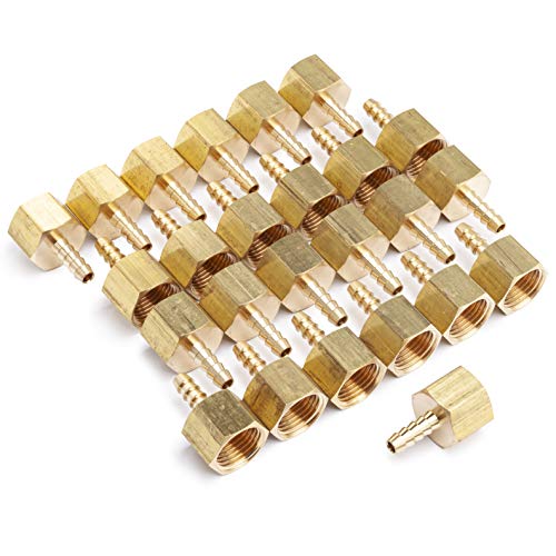 LTWFITTING Lead Free Brass Fitting Coupler/Adapter 1/4 Inch Hose Barb x 1/2 Inch Female NPT Fuel Gas Water (Pack of 25)