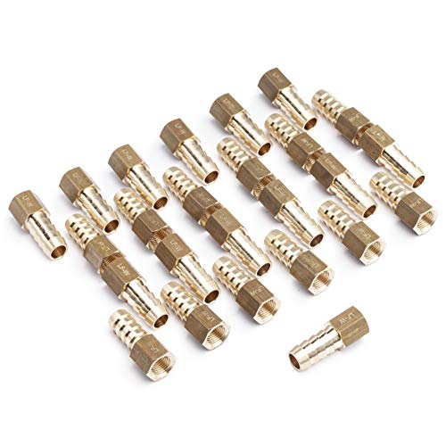 LTWFITTING Lead Free Brass Fitting Coupler/Adapter 3/8 Inch Hose Barb x 1/8 Inch Female NPT Fuel Gas Water (Pack of 25)