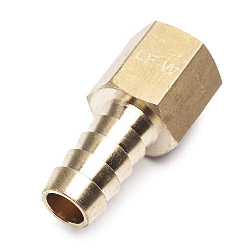 LTWFITTING Lead Free Brass Fitting Coupler/Adapter 3/8 Inch Hose Barb x 1/4 Inch Female NPT Fuel Gas Water (Pack of 25)