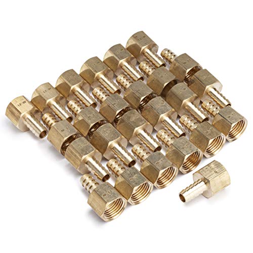 LTWFITTING Lead Free Brass Fitting Coupler/Adapter 3/8 Inch Hose Barb x 1/2 Inch Female NPT Fuel Gas Water (Pack of 25)