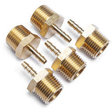 LTWFITTING Lead Free Brass Barbed Fitting Coupler/Connector 3/16 Inch Hose Barb x 1/2 Inch Male NPT Fuel Gas Water (Pack of 5)