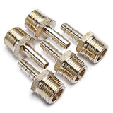 LTWFITTING Lead Free Brass Barbed Fitting Coupler/Connector 1/4 Inch Hose Barb x 3/8 Inch Male NPT Fuel Gas Water (Pack of 5)