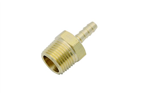 LTWFITTING Lead Free Brass Barbed Fitting Coupler/Connector 1/4 Inch Hose Barb x 1/2 Inch Male NPT Fuel Gas Water (Pack of 25)