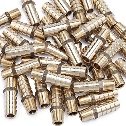 LTWFITTING Lead Free Brass Barbed Fitting Coupler/Connector 3/8 Inch Hose Barb x 1/8 Inch Male NPT Fuel Gas Water (Pack of 700)