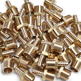 LTWFITTING Lead Free Brass Barbed Fitting Coupler/Connector 3/8 Inch Hose Barb x 1/2 Inch Male NPT Fuel Gas Water (Pack of 300)