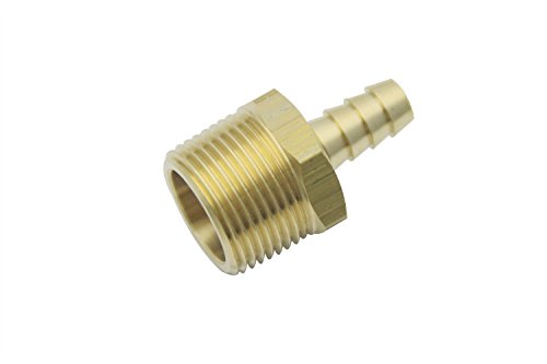 LTWFITTING Lead Free Brass Barbed Fitting Coupler/Connector 3/8 Inch Hose Barb x 3/4 Inch Male NPT Fuel Gas Water (Pack of 5)