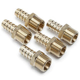 LTWFITTING Lead Free Brass Barbed Fitting Coupler/Connector 1/2 Inch Hose Barb x 1/2 Inch Male NPT Fuel Gas Water (Pack of 5)