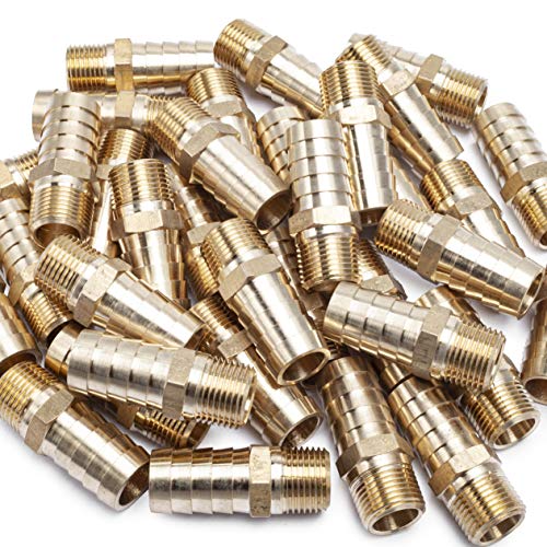 LTWFITTING Lead Free Brass Barbed Fitting Coupler/Connector 5/8 Inch Hose Barb x 3/8 Inch Male NPT Fuel Gas Water (Pack of 300)
