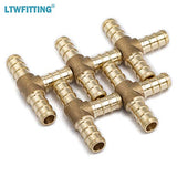 LTWFITTING Lead Free Brass PEX Crimp Fitting 3/8-Inch x 3/8-Inch x 3/8-Inch PEX Tee (Pack of 5)