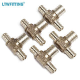 LTWFITTING Lead Free Brass PEX Crimp Fitting 1/2-Inch x 1/2-Inch x 3/4-Inch PEX Reducing Tee (Pack of 5)