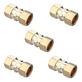 LTWFITTING Lead Free 3/8-Inch OD Compression Union, Brass Compression Fitting (Pack of 5)