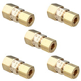 LTWFITTING Lead Free 3/8-Inch OD x 1/4-Inch OD Compression Reducing Union, Brass Compression Fitting (Pack of 5)