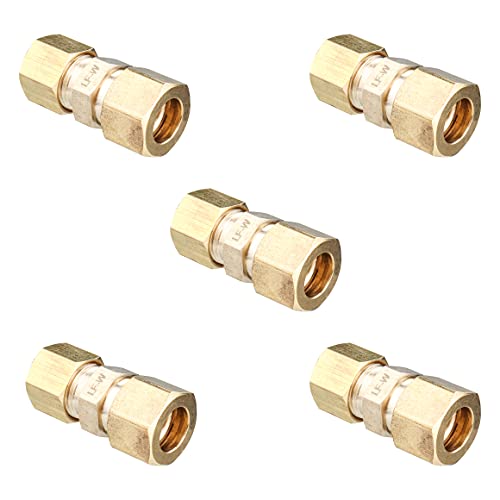 LTWFITTING Lead Free 3/8-Inch OD x 5/16-Inch OD Compression Reducing Union, Brass Compression Fitting (Pack of 5)