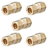 LTWFITTING Lead Free 1/2-Inch OD x 3/8-Inch OD Compression Reducing Union, Brass Compression Fitting (Pack of 5)