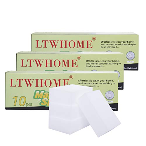 LTWHOME Magic Cleaning Sponge Medium Size Multi-Functional Melamine Foam for Kitchen, Bathroom, Wall(Pack of 30)
