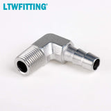 LTWFITTING 90 Degree Elbow Stainless Steel 316 Barb Fitting 1/4-Inch ID Hose x 1/8-Inch Male NPT Air Gas (Pack of 25)